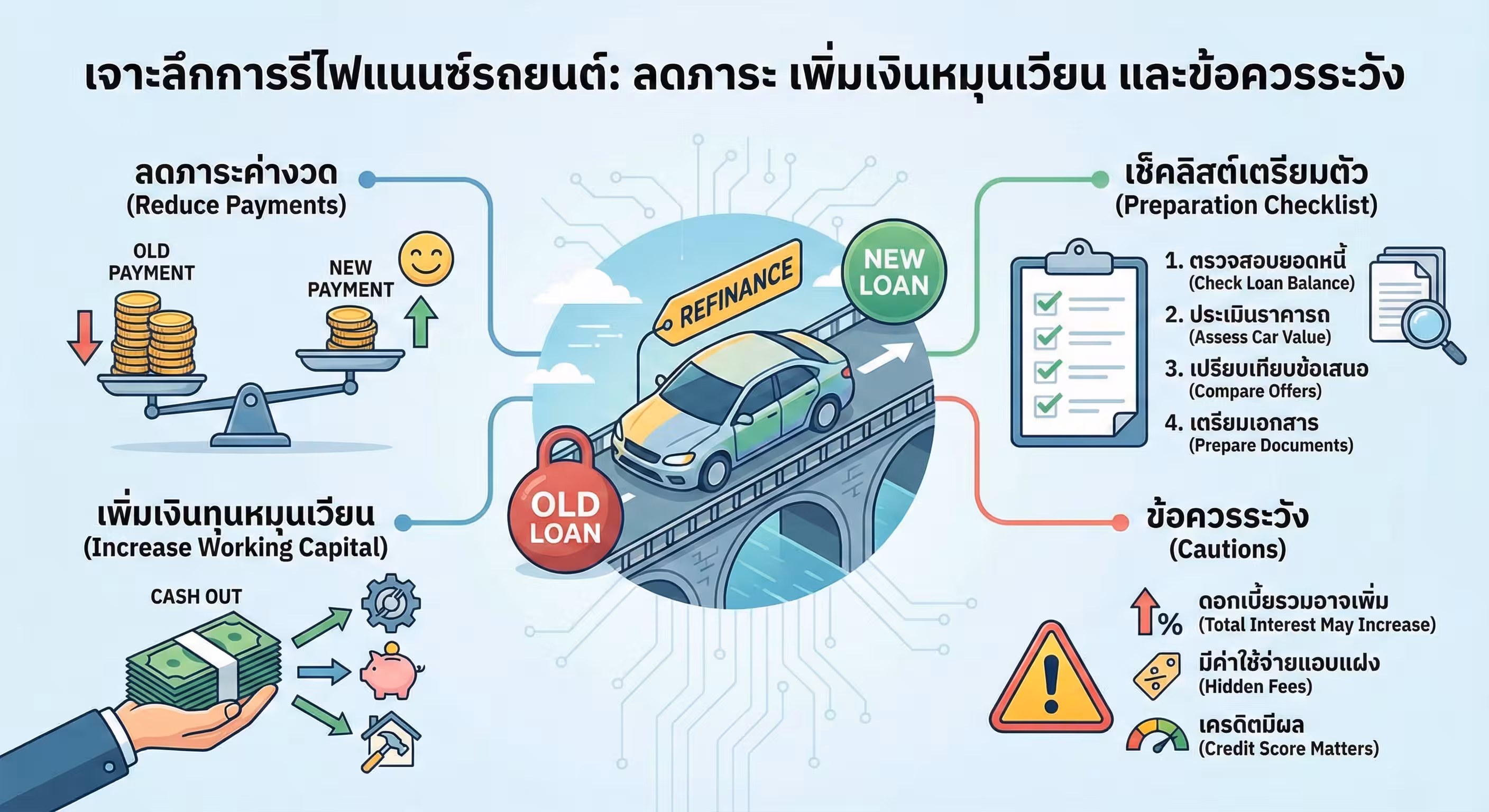 รีไฟแนนซ์รถยนต์ คืออะไร? สรุปวิธีลดค่างวดและขั้นตอนอย่างละเอียด 2569
